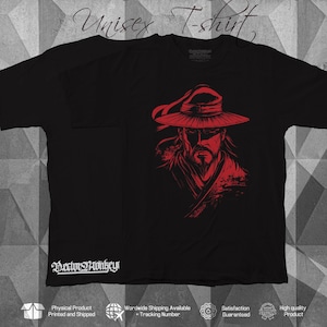 Samurai Warrior T-Shirt: Japanese Art, Red & Black Cotton Tee