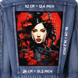 Japan Girl Warrior,Back patch,Backpatch,black canvas,Jacket patch,Samurai Geisha,Feminine Power
