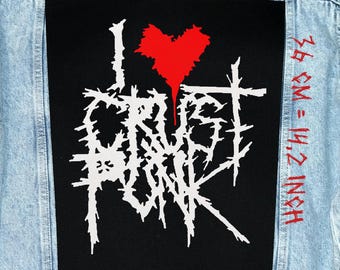 Toppa posteriore I Love Crust Punk da cucire / Giacca di jeans/gilet/flanella Punk Hardcore