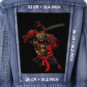 Samurai Krieger Canvas Aufnäher für Jacken, Westen und Waschlappen - 36x26x32 cm