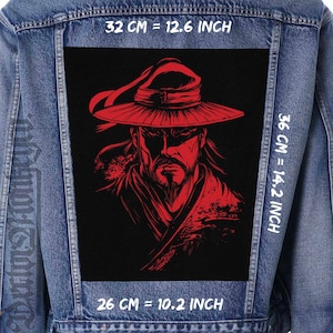 Samurai Krieger Canvas Back Patch | Jackenaufnäher | 36x26x32 cm für Westen & Flanells