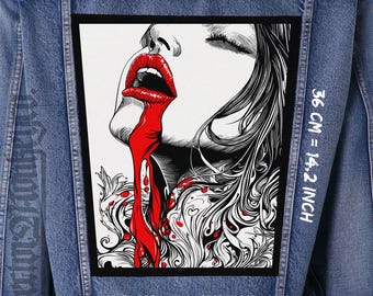 Toppa in tela Melting Lips da cucire sulla schiena / Giacca gotica, gilet, flanella