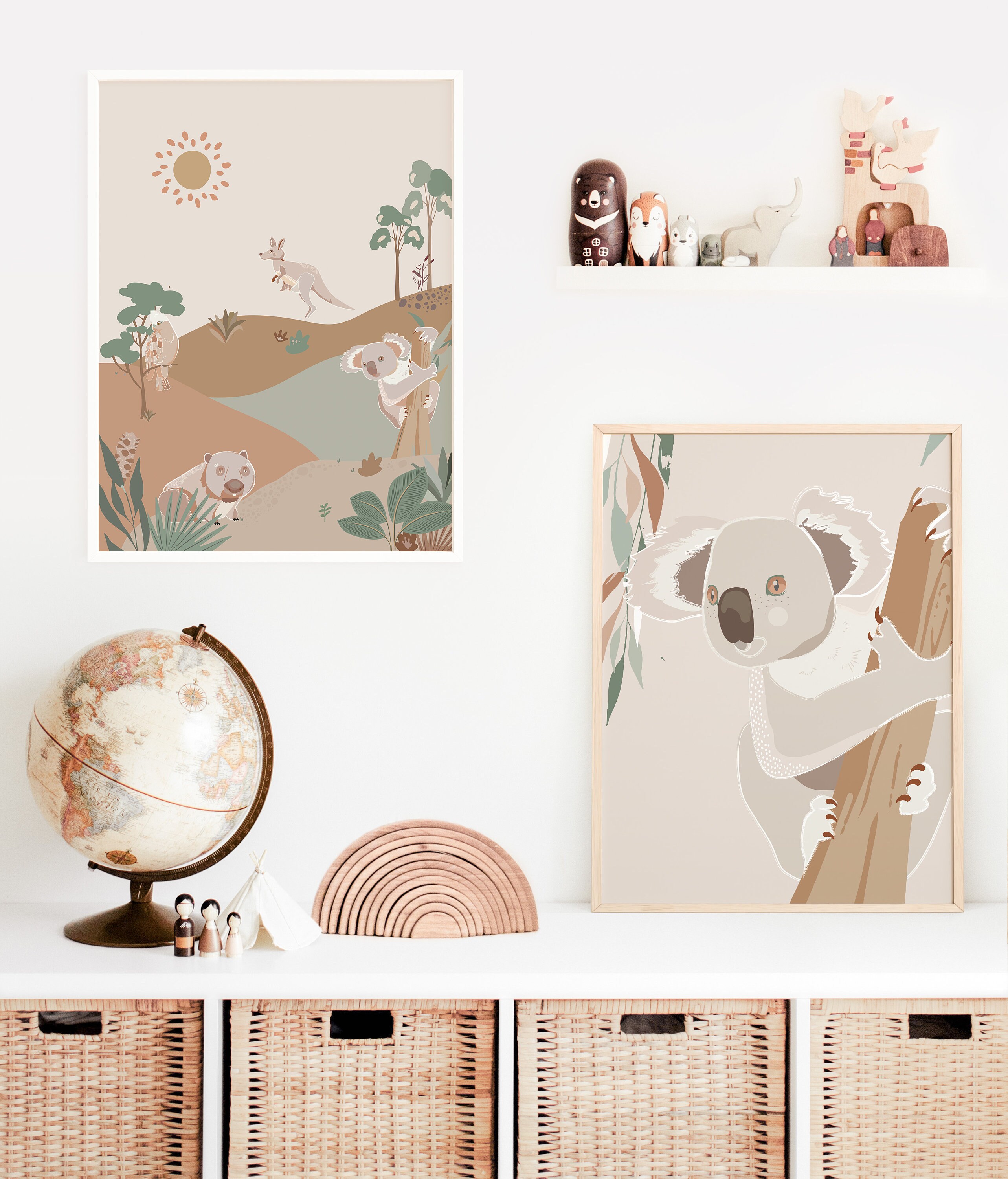 Koala Kids Art, Aussie Animal Art, Cute Koala Print, Boho Animal Wall