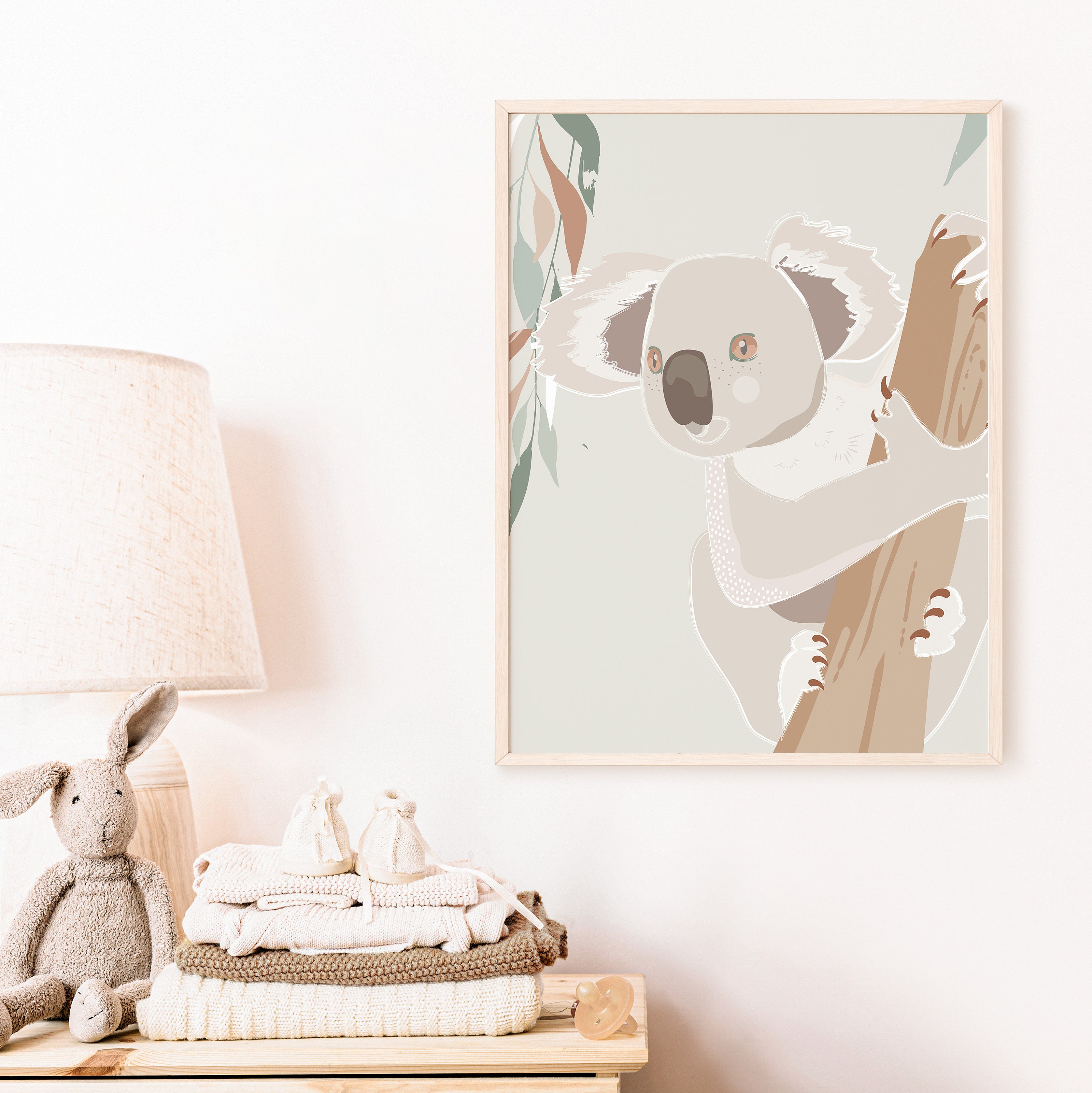 Koala Kids Art, Aussie Animal Art, Cute Koala Print, Boho Animal Wall Art, Childrens Wall Decor