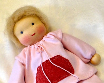 Cloth doll approx. 33 cm boy also called slinky or pull-along doll made of natural material