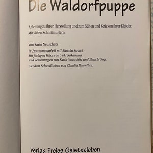 Buch: Die Waldorfpuppe, gebraucht Zustand gut. Arbeitsanleitung zur Herstellung von Waldorfpuppen Bild 2