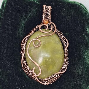 Serpentine Gemstone Handmade Copper Pendant Necklace For Gift Natural Serpentine Handmade Pendant