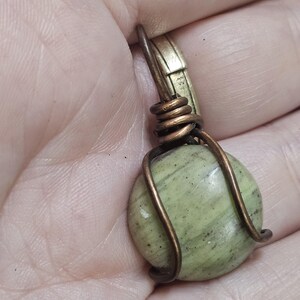 Serpentine Simple Copper Small Pendant - Handmade Wire Wrapped One of a Kind Necklace for Men or Women