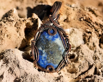 Lapis Lazuli Copper Jewelry Handmade Jewelry - Lapis with Gold Flakes in Copper Necklace