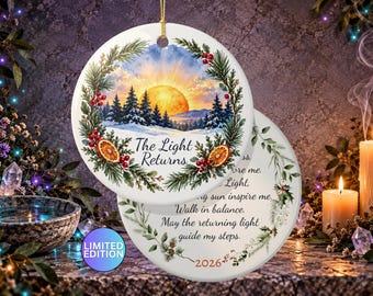 Solstice 2026 Collectible Ceramic Ornament - Pagan Winter Solstice Blessing Yule Decor - Limited Edition Wiccan Celebration Sabbat