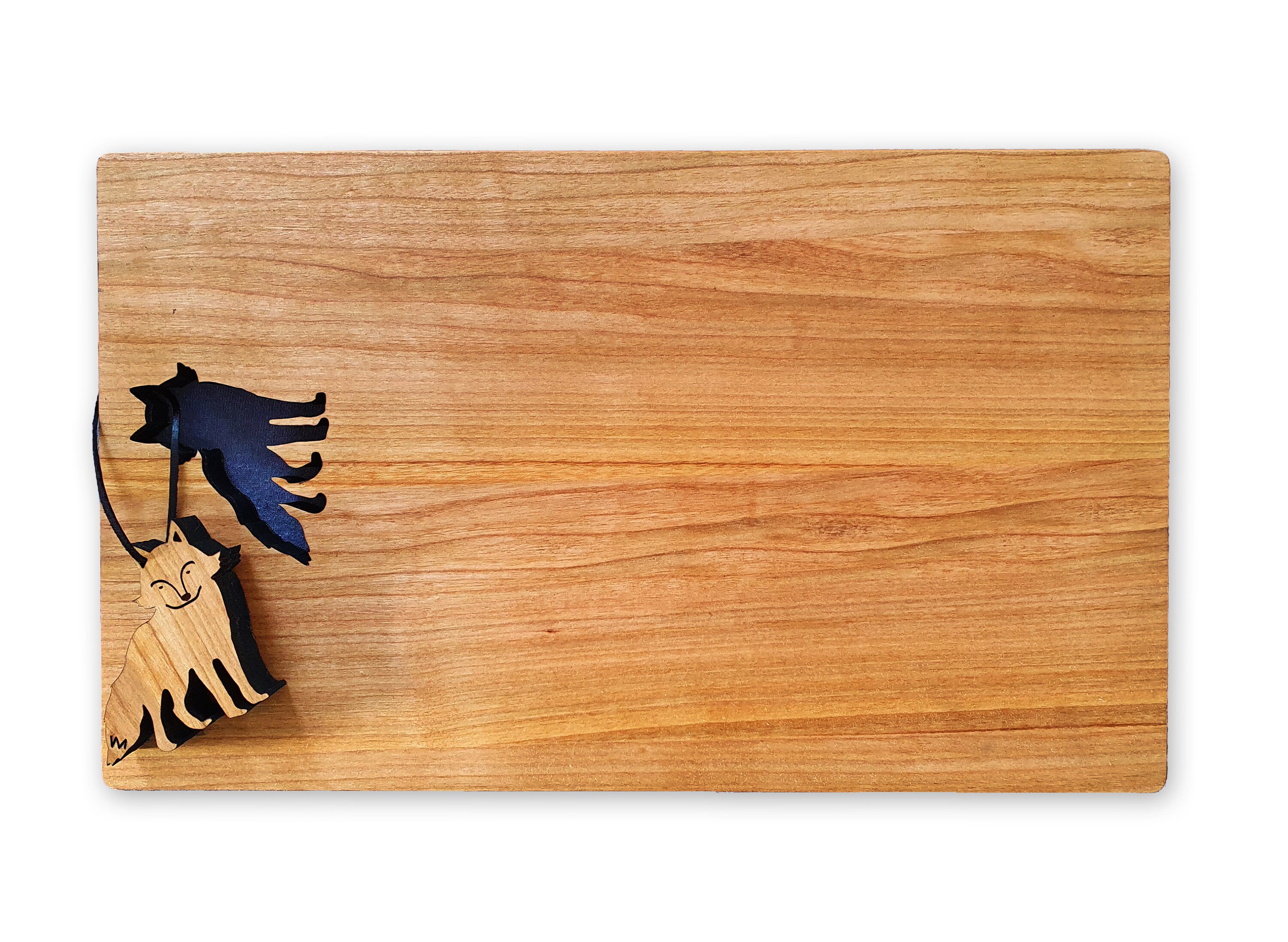 Planche à Découper Fox en Bois de Cerisier, Personnalisable - Animaux La Forêt Cadeau Noël Enfants