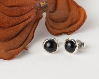 Minimalist 925 silver studs available with different natural stones, simple real silver earrings