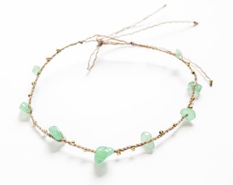 Boho enkelbandje met aventurijn – handgemaakte edelsteen sieraden