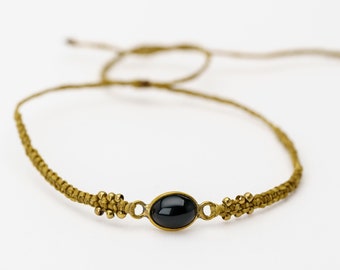 Delicate macramé bracelet "Onyx" minimalist unisex wrap bracelet