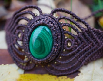 Bohemian Macrame Bracelet Malachite