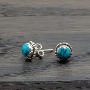 Minimalist 925 silver studs available with different natural stones, simple real silver earrings