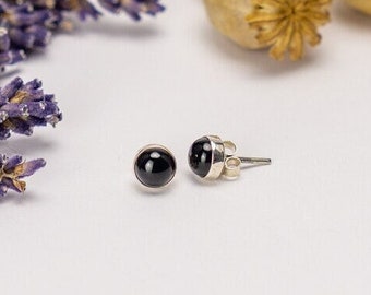 Minimalist 925 silver stud with stones, delicate real silver earring with natural gemstones