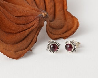 Minimalist 925 silver studs available with different natural stones, simple real silver earrings