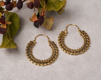 Brass Earrings "Gada" golden Hoops, different sizes available