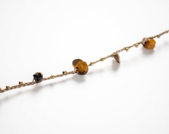 Delicate Macramé Anklet "Tiger's-eye" summery jewelry