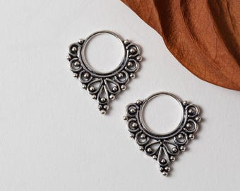 Ethno Earrings Silver Septum Boho Hoops