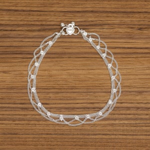 Silver ethno anklet Tunga, silver plated boho charm image 4