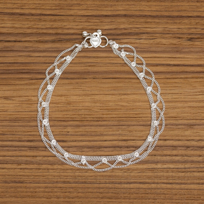 Silver ethno anklet Tunga, silver plated boho charm image 4