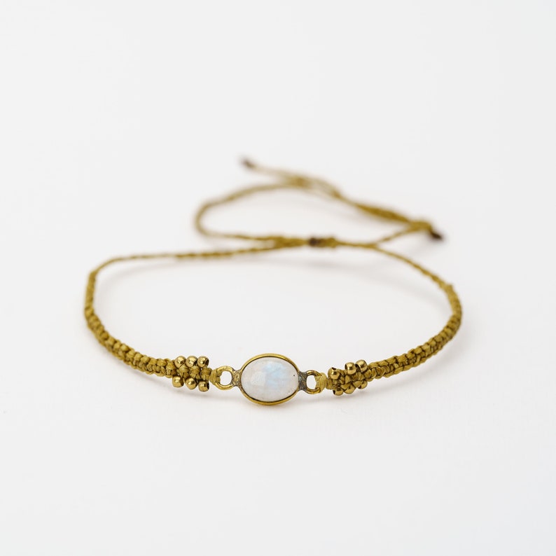 Delicate macramé bracelet Moonstone minimalist unisex wrap bracelet image 1