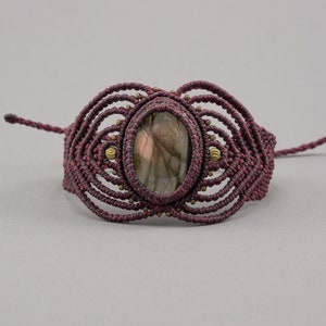 Bohemian Macrame Bracelet Labradorite image 2