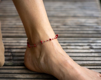 Delicate Macramé Anklet "Coral" summery jewelry