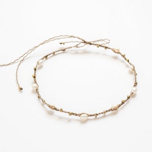 Delicate Macramé Anklet Pearl summery jewelry image 5