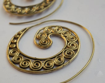 Earring Spiral Brass Hoops