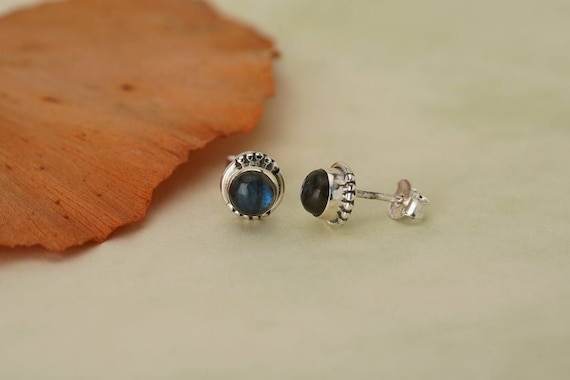 Orecchini A Cerchio Minimal In Argento Sterling 925 E Turchese Ricostituito, 5mm, Design Semplice, Gioielli Donna, Regalo In Elegante Astuccio