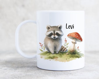 Kindertasse Waschbär personalisiert | Kunststofftasse | Geschenk Taufe | Geschenk Kindergeburtstag