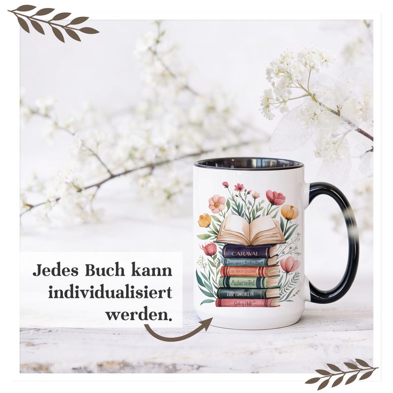 Personalized Books Mug | Printed on Both Sides | Coffee Mug for Bookworms | Gift for Book Lovers image 2