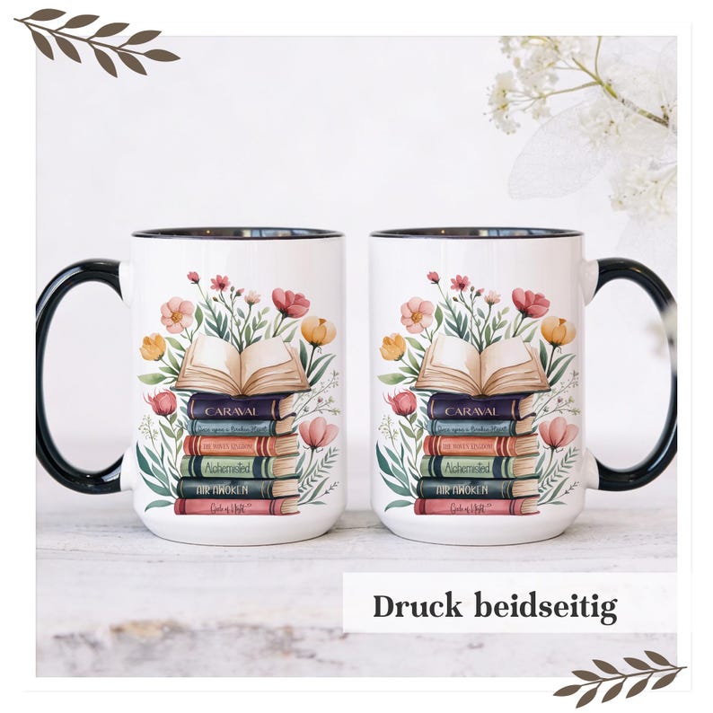 Personalized Books Mug | Printed on Both Sides | Coffee Mug for Bookworms | Gift for Book Lovers image 3