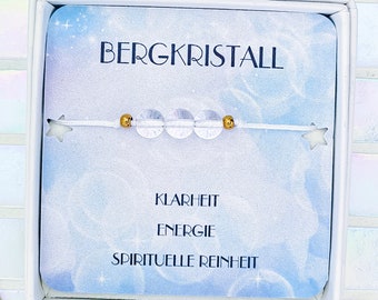 echtes Bergkristall Edelstein Armband, Perlenarmband klar, Heilstein Armband mit Bedeutung, Klarheit Energie Reinigung, spirituell Geschenk