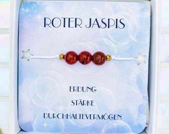 echtes rotes Jaspis Edelstein Armband, Perlenarmband rot, Heilstein Armband mit Bedeutung, Vitalität Stärke Erdung, spirituelle Geschenke