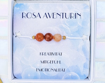 echtes rosa Aventurin Edelstein Armband, Perlenarmband rosa, Heilstein Armband mit Bedeutung, Liebe Sanftheit innere Harmonie, Kraftstein