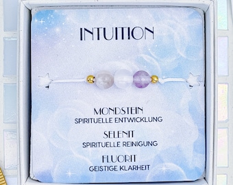 Mondstein Selenit Fluorit Edelstein Armband - Schutzstein Armband - Spirituelle Geschenke - Glücksbringer Heilstein - Wasserfest