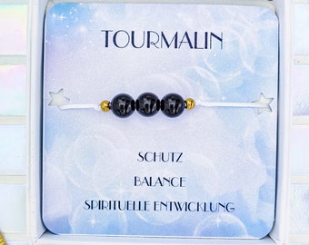 echtes schwarzer Turmalin Edelstein Armband, Perlenarmband schwarz, Heilstein Armband mit Bedeutung, Schutz Erdung Stärke, Schutzstein