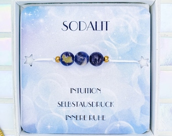 echtes Sodalith Edelstein Armband, Perlenarmband blau, Heilstein Armband mit Bedeutung, Logik Intuition Selbstvertrauen, spirituell