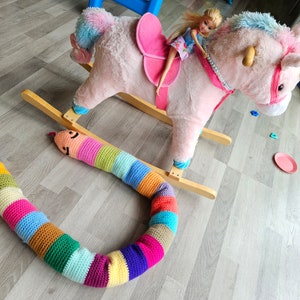 Colorful Crochet Snake Toy for Kids, Custom Door Draft Stopper Snake, Handcrafted Crochet Door Guard Snake, Playful Crochet Snake for Kids&#39;