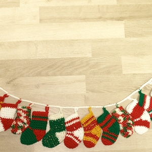 Mini stocking ornamenets, Mini Crochet Christmas Stockings, Colorful Christmas decorations, Festive banner, Advent Calendar