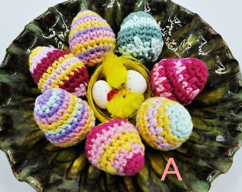 Crochet Easter eggs, Spring table decor, Egg ornament, Handmade eggs for Easter basket