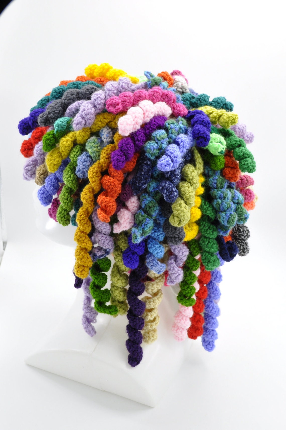 A Crochet Rainbow Hair Wig for a Fun Party or Carnival Wear, a Crochet