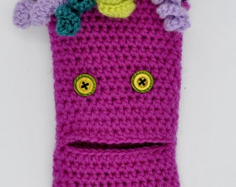 Cute Crochet Hairy monster cell phone cover, lovely gift for grandchild