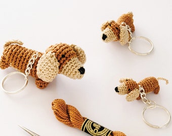 Sausage Dog Keychain, Crochet Puppy in your Pocket, Miniature Dachshund Sausage Dog