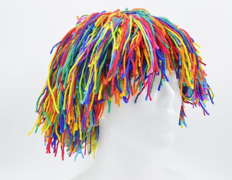 Yarn Wig, Clown Hair for Halloween or Funny Party Hat Clown Wig to add more vibrant colors to Costume Accessories and for circus party props image 2