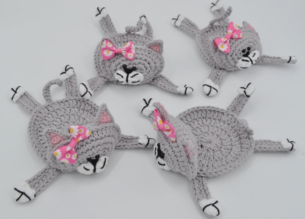 Cat Coasters set Crochet coasters Cat Lover Gift Cat Lady ...